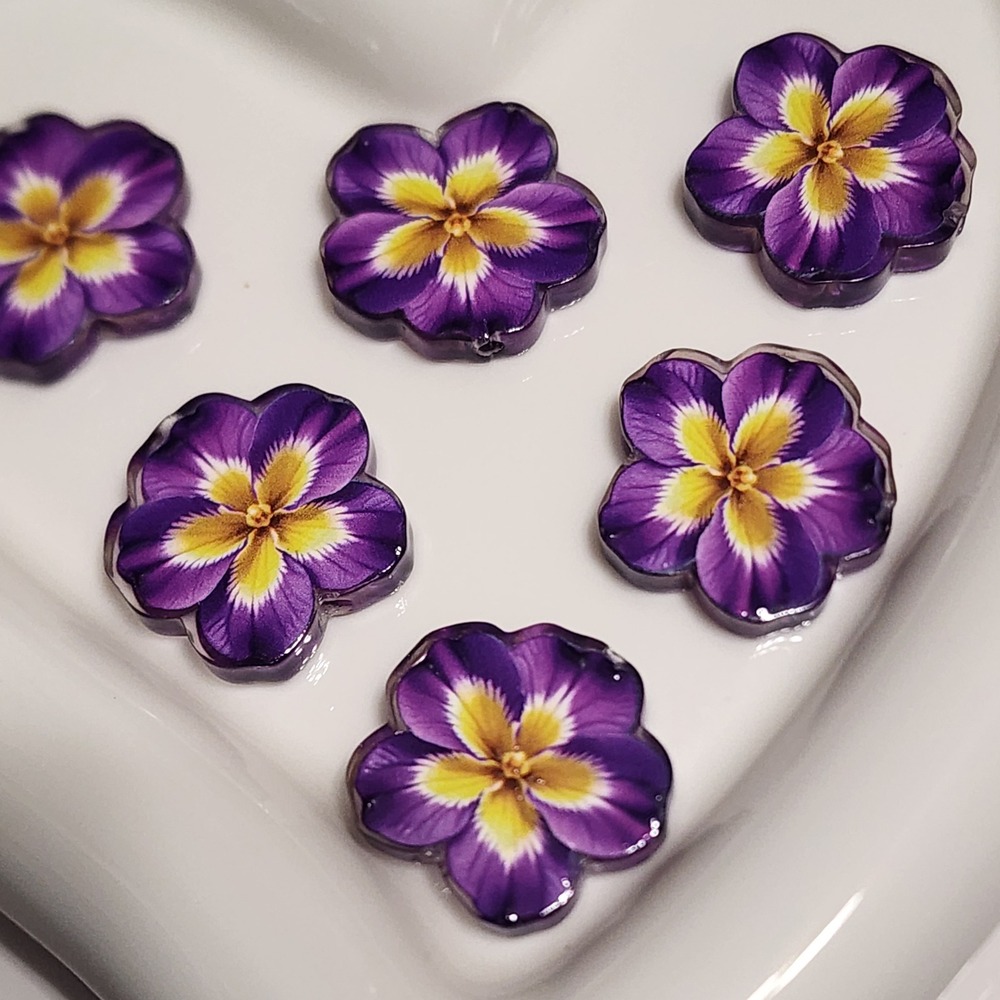 Purple Flower Beads 2 Pcs Focal Beads Beaded Pen Jewelry Making Charms Acrylic